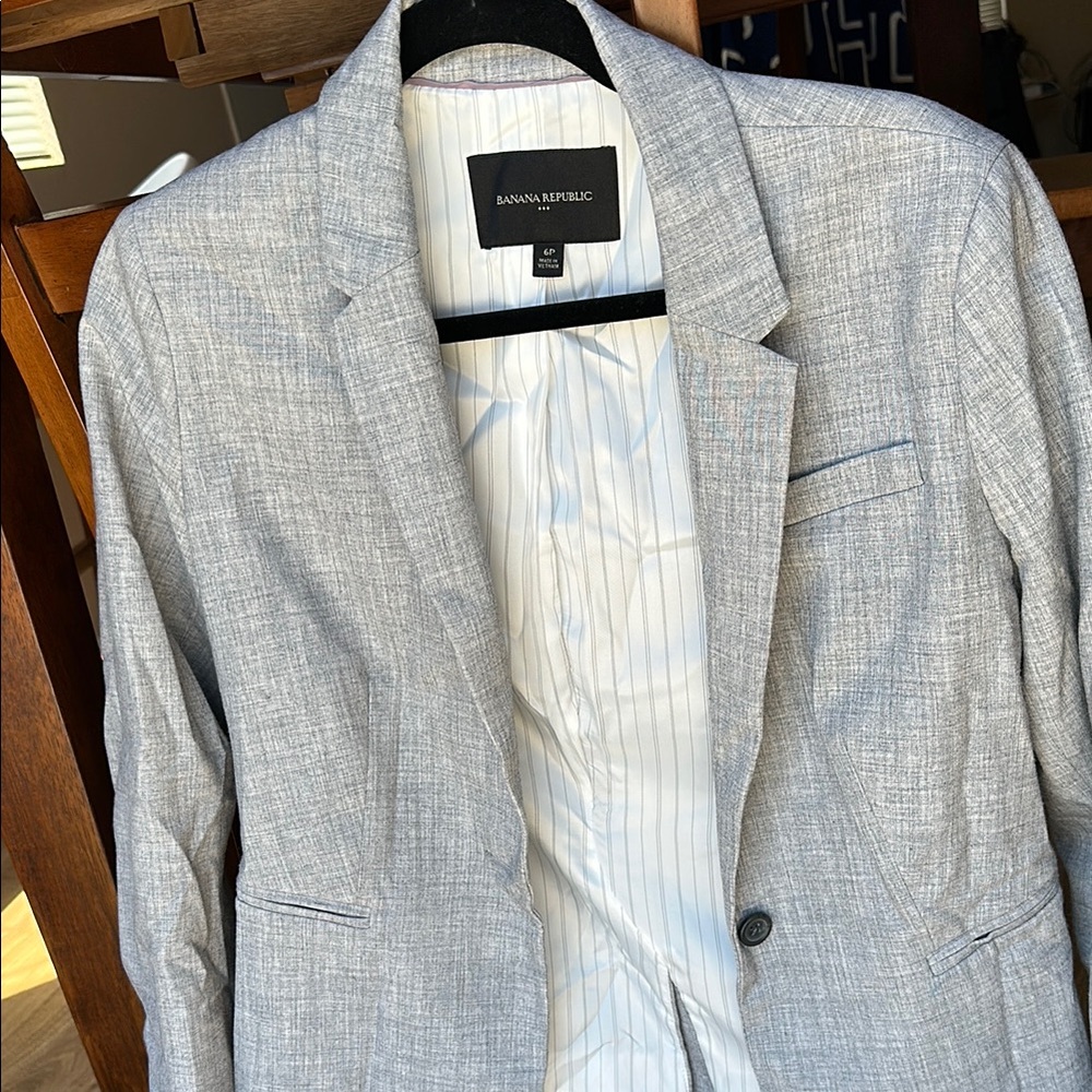 Banana Republic Gray Blazer Tailored Suit Jacket